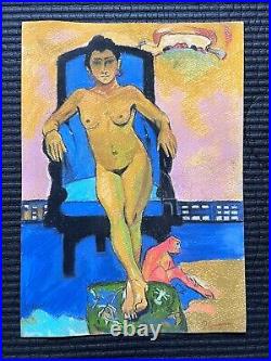 Paul Gauguin painting on paper (Handmade) signed and stamped mixed media vtg