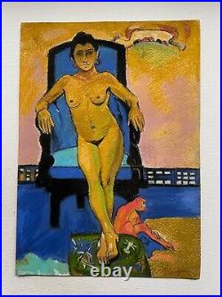 Paul Gauguin painting on paper (Handmade) signed and stamped mixed media vtg