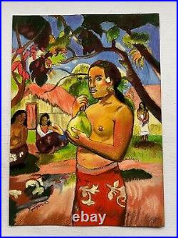 Paul Gauguin painting on paper (Handmade) signed and stamped mixed media vtg
