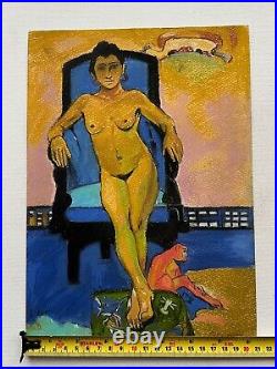 Paul Gauguin painting on paper (Handmade) signed and stamped mixed media vtg