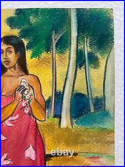 Paul Gauguin painting on paper (Handmade) signed and stamped mixed media vtg