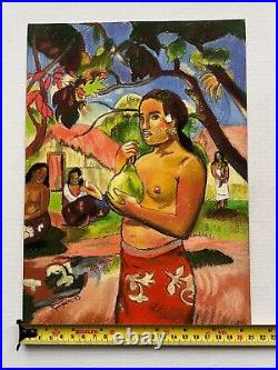 Paul Gauguin painting on paper (Handmade) signed and stamped mixed media vtg