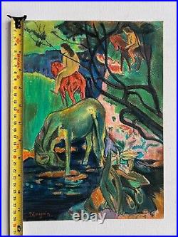 Paul Gauguin painting on paper (Handmade) signed and stamped mixed media vtg