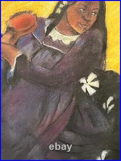 Paul Gauguin painting on paper (Handmade) signed and stamped mixed media vtg