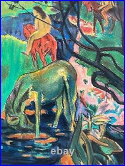 Paul Gauguin painting on paper (Handmade) signed and stamped mixed media vtg