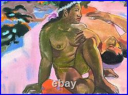 Paul Gauguin painting on paper (Handmade) signed and stamped mixed media vtg