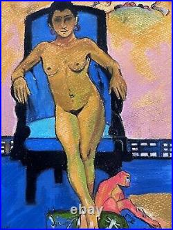 Paul Gauguin painting on paper (Handmade) signed and stamped mixed media vtg