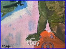 Paul Gauguin painting on paper (Handmade) signed and stamped mixed media vtg