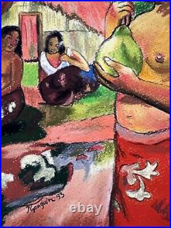 Paul Gauguin painting on paper (Handmade) signed and stamped mixed media vtg