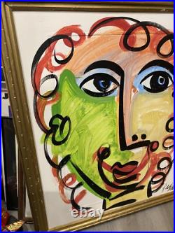 Peter Keil Painting Abstract Signed WithCOA Andy Warhol Large Vintage Frame