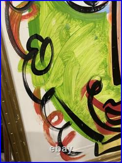 Peter Keil Painting Abstract Signed WithCOA Andy Warhol Large Vintage Frame