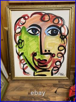 Peter Keil Painting Abstract Signed WithCOA Andy Warhol Large Vintage Frame