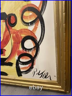 Peter Keil Painting Abstract Signed WithCOA Andy Warhol Large Vintage Frame