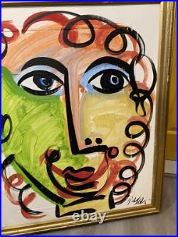 Peter Keil Painting Abstract Signed WithCOA Andy Warhol Large Vintage Frame
