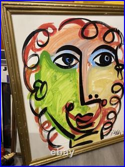 Peter Keil Painting Abstract Signed WithCOA Andy Warhol Large Vintage Frame