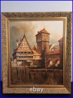 Peter Samberger Signed Original Painting Oil on Canvas 24×20 Vintage Framed