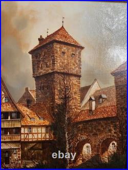 Peter Samberger Signed Original Painting Oil on Canvas 24×20 Vintage Framed