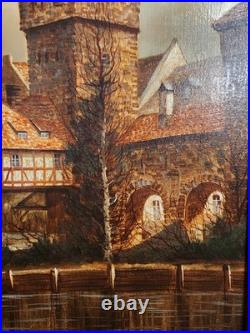 Peter Samberger Signed Original Painting Oil on Canvas 24×20 Vintage Framed