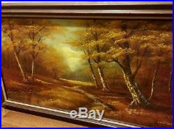 Phillip Cantrell Vintage SIGNED Landscape Trees OIL painting on LARGE canvas