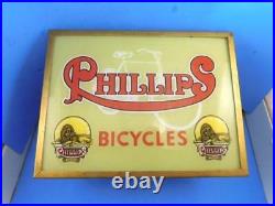 Phillips Bicycles Vintage Advertising Sign Light Up Reverse Painted