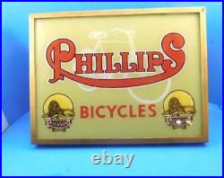 Phillips Bicycles Vintage Advertising Sign Light Up Reverse Painted