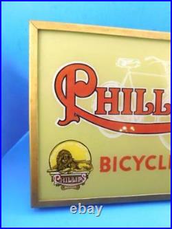 Phillips Bicycles Vintage Advertising Sign Light Up Reverse Painted