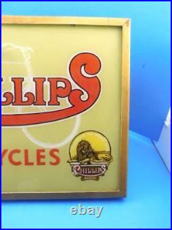 Phillips Bicycles Vintage Advertising Sign Light Up Reverse Painted