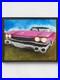Pink Cadillac In Field Vintage Expressionist Original Art 14x11 Canvas