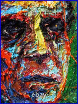 Portrait Oil? Painting? Vintage? Canvas? Art? Signed Abstract Original Outsider Pop A
