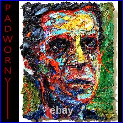 Portrait Oil? Painting? Vintage? Canvas? Art? Signed Abstract Original Outsider Pop A