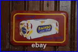 RAINBO LASTING FRESHNESS BREAD STAMPED PAINTED METAL GROCERY SIGN 1950s VINTAGE