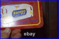 RAINBO LASTING FRESHNESS BREAD STAMPED PAINTED METAL GROCERY SIGN 1950s VINTAGE