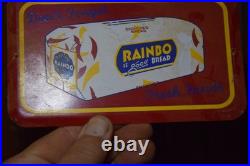 RAINBO LASTING FRESHNESS BREAD STAMPED PAINTED METAL GROCERY SIGN 1950s VINTAGE