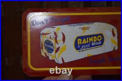 RAINBO LASTING FRESHNESS BREAD STAMPED PAINTED METAL GROCERY SIGN 1950s VINTAGE