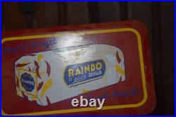 RAINBO LASTING FRESHNESS BREAD STAMPED PAINTED METAL GROCERY SIGN 1950s VINTAGE