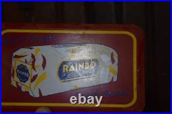 RAINBO LASTING FRESHNESS BREAD STAMPED PAINTED METAL GROCERY SIGN 1950s VINTAGE