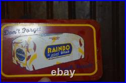 RAINBO LASTING FRESHNESS BREAD STAMPED PAINTED METAL GROCERY SIGN 1950s VINTAGE