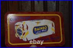 RAINBO LASTING FRESHNESS BREAD STAMPED PAINTED METAL GROCERY SIGN 1950s VINTAGE