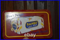 RAINBO LASTING FRESHNESS BREAD STAMPED PAINTED METAL GROCERY SIGN 1950s VINTAGE