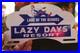 RARE 1950s LAZY DAYS RESORT LAKE OF THE OZARKS PAINTED METAL TOPPER SIGN FISHING