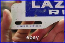 RARE 1950s LAZY DAYS RESORT LAKE OF THE OZARKS PAINTED METAL TOPPER SIGN FISHING