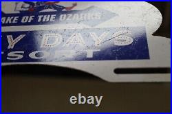 RARE 1950s LAZY DAYS RESORT LAKE OF THE OZARKS PAINTED METAL TOPPER SIGN FISHING