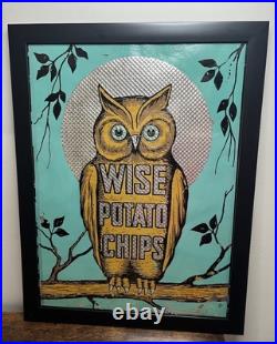 RARE Authentic Vintage WISE OWL POTATO CHIPS 24x18 Reflective PAINT Tin SIGN