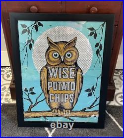 RARE Authentic Vintage WISE OWL POTATO CHIPS 24x18 Reflective PAINT Tin SIGN