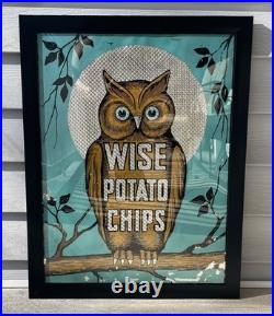 RARE Authentic Vintage WISE OWL POTATO CHIPS 24x18 Reflective PAINT Tin SIGN