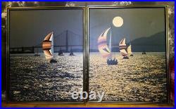 RARE LETTERMAN paintings of Sailboats by the Golden Gate Bridge, San Francisco