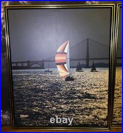 RARE LETTERMAN paintings of Sailboats by the Golden Gate Bridge, San Francisco