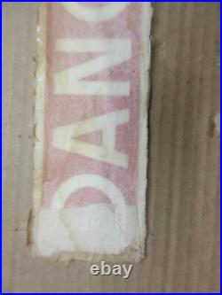 RARE NOS Vintage Danger Sign Metal Glass Smaltz Paint Industrial Tabaco paper