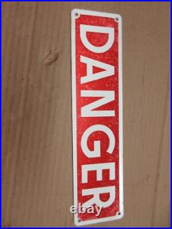 RARE NOS Vintage Danger Sign Metal Glass Smaltz Paint Industrial Tabaco paper