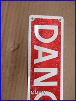 RARE NOS Vintage Danger Sign Metal Glass Smaltz Paint Industrial Tabaco paper